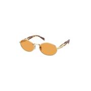 Gouden Frame Oranje Lens Zonnebril Prada , Yellow , Dames