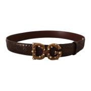 Vintage-Brass Logo Gesp Riem Dolce & Gabbana , Brown , Dames