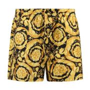 Zijden Gouden Shorts Elastische Taille Versace , Multicolor , Heren