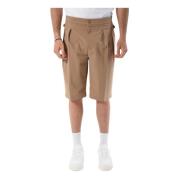 Viscose Bermuda Shorts met knoopsluiting Patrizia Pepe , Beige , Heren