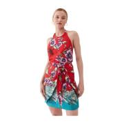 Bloemen slimfit rugloze jurk Guess , Multicolor , Dames