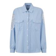 Blauw Gestreepte Shirt met Kant Details Liu Jo , Blue , Dames