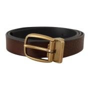 Vintage Metalen Gesp Leren Riem Dolce & Gabbana , Brown , Heren