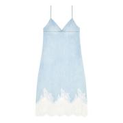 Strappy dress in denim and lace Diesel , Blue , Dames