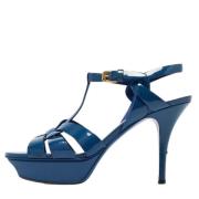 Pre-owned Leather sandals Yves Saint Laurent Vintage , Blue , Dames