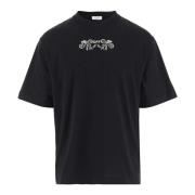 Zwart Katoenen T-shirt met Geborduurd Logo Off White , Black , Heren
