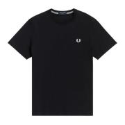 Klassiek Laurel Geborduurd Crew Neck T-Shirt Fred Perry , Black , Here...