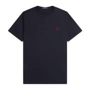 Klassiek Laurel Wreath Crew Neck T-Shirt Fred Perry , Blue , Heren