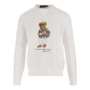 Pluche Crew Neck Sweatshirt met Polo Bear Print Polo Ralph Lauren , Wh...