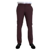 Maroon Slim Fit Dress Pants Dolce & Gabbana , Brown , Heren