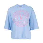 Heldere Blauwe T-Shirts & Polos Versace Jeans Couture , Blue , Dames