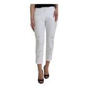 Luxe Tapered Mid Waist Broek Dolce & Gabbana , White , Dames