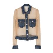 Chic Denim Jacket met Tule Panelen Coperni , Beige , Dames