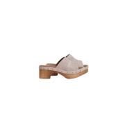 Suede Plateau Instappers Sand Dwrs , Gray , Dames