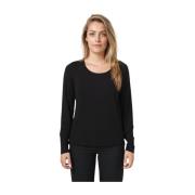 Zwart Viscose Shirt met Lange Mouwen Le Tricot Perugia , Black , Dames