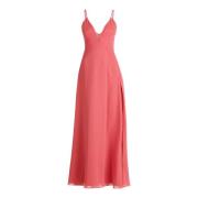 Chiffon Jurk met V-Hals vera mont , Pink , Dames