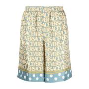 Allover-print zijden shorts met stippen Versace , Multicolor , Heren