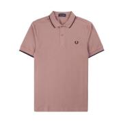 Gestreept Geribbeld Poloshirt Fred Perry , Pink , Heren