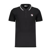 Zwarte Polo Shirt met Contrastdetails Fila , Black , Heren