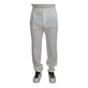 Witte katoenen pantalon Dolce & Gabbana , White , Heren