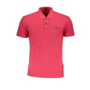 Stijlvol Logo Polo Shirt Katoen Borduurwerk Napapijri , Pink , Heren