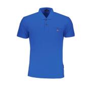 Blauw Katoenen Poloshirt met Logo Napapijri , Blue , Heren