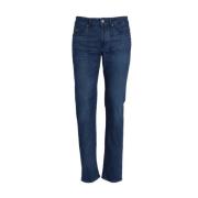 Slim Fit Gewassen Logo Patch Jeans Hugo Boss , Blue , Heren