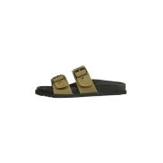 Groene Platte Sandalen Msgm , Green , Dames