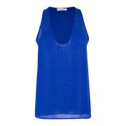 Blauwe Georgette Top met Glazen Applicaties Patrizia Pepe , Blue , Dam...