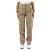 Cargo broek van katoen en linnen Calvin Klein , Beige , Dames