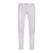 Witte Slim Fit Jeans Vijf-Pocket Ontwerp Dondup , White , Heren