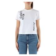 Geborduurd Katoenen T-shirt Calvin Klein Jeans , White , Dames