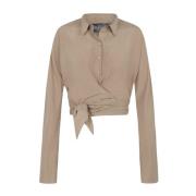 Zijden top met Japanse mouwen Cortana , Beige , Dames