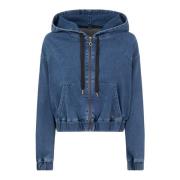 Denimblauwe Hoodie met Rits Liu Jo , Blue , Dames