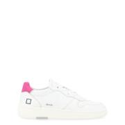 Witte en Roze Leren Court Sneaker D.a.t.e. , White , Dames