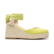 Gele Canvas Sleehak Sandalen Castañer , Yellow , Dames