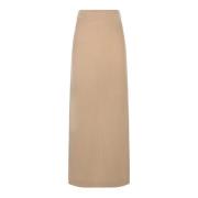 Hoge taille linnen en maagdelijke wol rok Cortana , Beige , Dames