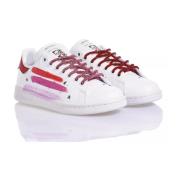 Handgemaakte Dames Sneakers Wit Roze Rood Adidas , Multicolor , Heren