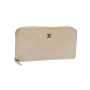 Pre-owned Leather wallets Chanel Vintage , White , Dames