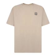 Witte Katoenen T-shirt met Geborduurd Embleem Maison Kitsuné , Beige ,...