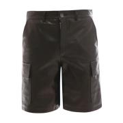 Zwarte Leren Bermuda Shorts Ss22 Dfour , Black , Heren