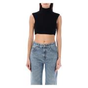 Zwart High Neck Crop Top Chloé , Black , Dames