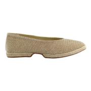 Gouden Gelamineerde Ballerina Schoenen Espadrilles , Yellow , Dames