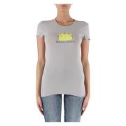 Stretch Katoen Slim Fit Logo T-shirt Armani Exchange , Gray , Dames