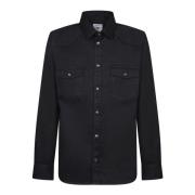 Zwarte Katoenen Overhemd Lange Mouw PT Torino , Black , Heren