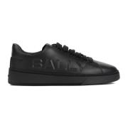 Zwarte Leren Sneakers Ronde Neus Bally , Black , Heren