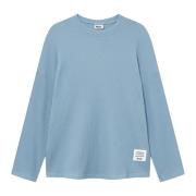 Wafelpatroon lange mouwen shirt Nikben , Blue , Dames