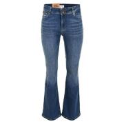 Flare Jeans in Medium Blue Denim DNM Pure , Blue , Dames