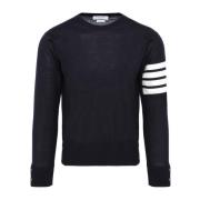 Blauwe Sweater 4-bar Pullover Thom Browne , Blue , Heren