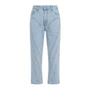 Blauwe Katoenen Jeans Rechte Pijp Mugler , Blue , Dames